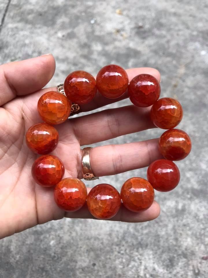 [HCM]VÒNG TAY ĐÁ MÃ NÃO VÂN RỒNG ĐỎ 18LY