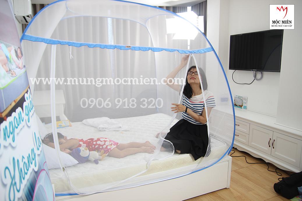 Màn chụp tự bung cao cấp Mộc Miên - Đỉnh Rộng 1m8 x 2m