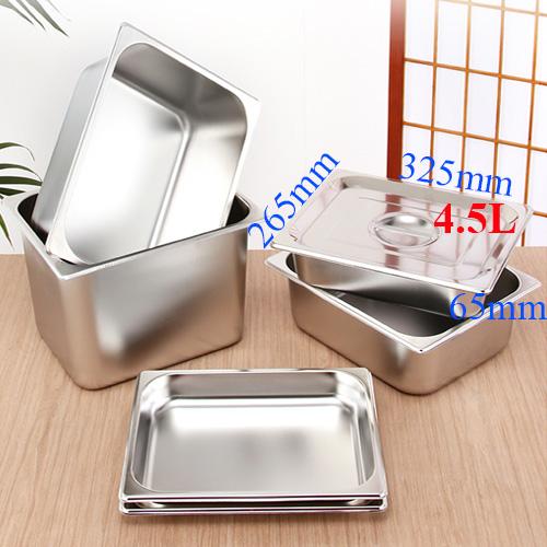 (inox dày) Khay inox có nắp đựng đồ ăn GN 1/2x65mm