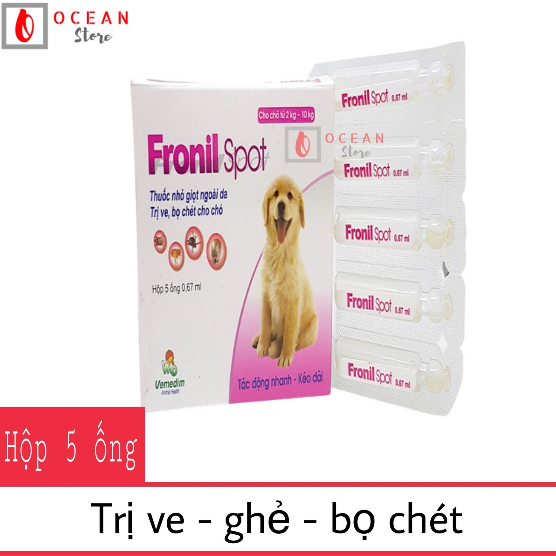 Thuốc nhỏ sống lưng trị ve bọ chét chó mèo - Fronil spot phòng và điều trị bọ chét, ve rận ở chó, hiệu quả kéo dài đến 4 tuần