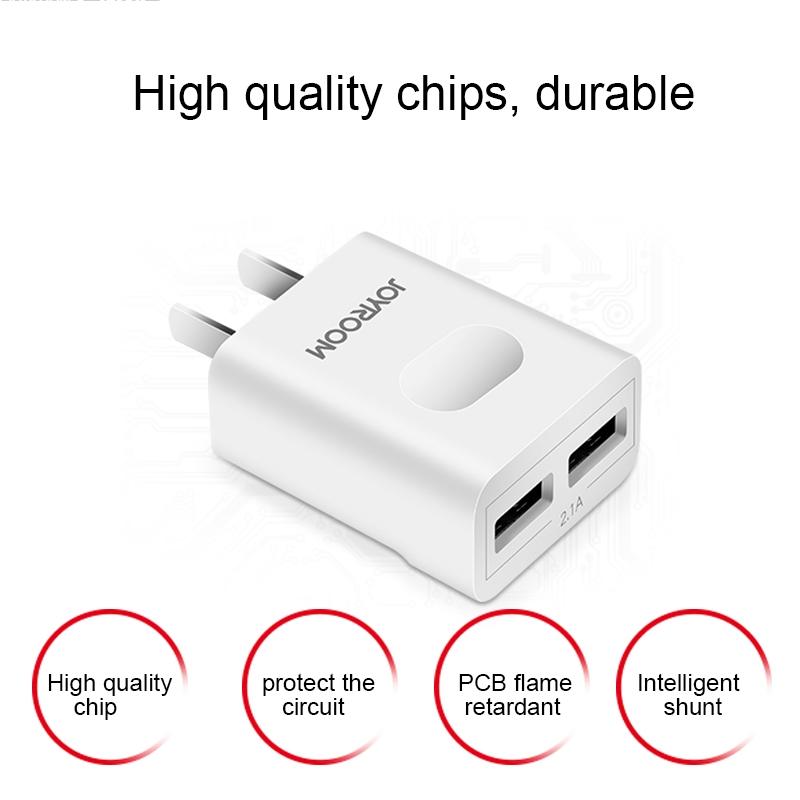 Cốc sạc 2 cổng USB Joyroom 2.1A L-L222 (Trắng)
