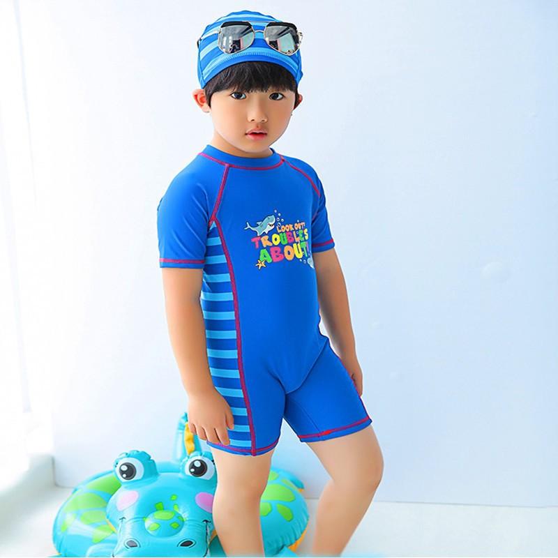 [HCM]Đồ bơi bé trai liền thân - kèm nón bơi