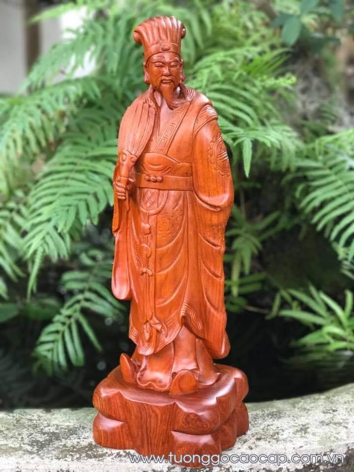 Tượng Khổng Minh gỗ hương cao  50 cm