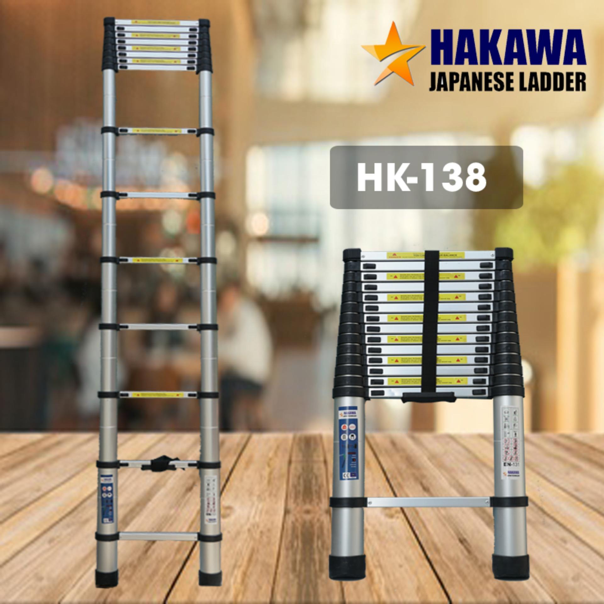 [CHÍNH HÃNG] Thang nhom rut don HAKAWA HK138 3m8 - Dùng cho thợ chuyên nghiệp (cao 3,8 mét)