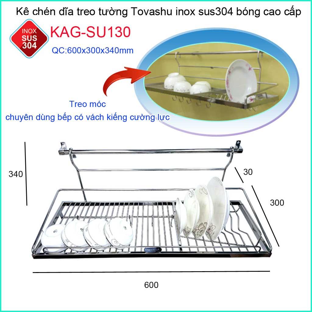 Kệ úp chén dĩa 1 tầng Tovashu 600, kệ chén dĩa inox 304 KAG-SU130