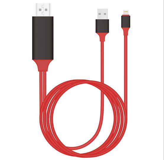 Cáp HDMI nối điện thoại với ti vi dùng cho Iphone 5/5S/6/6S/7/7P/8/8P/IphoneX hệ điều hành IOS 8-13mới 2019 (Đỏ) dây cáp nối điện thoại với tivi, dây nối tivi với diện thoại, cáp hdmi cho iphone