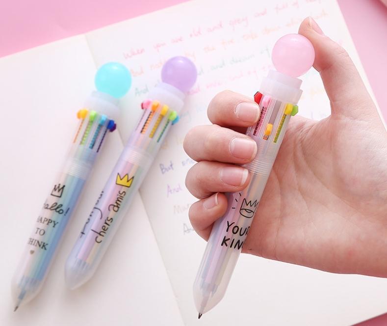 Bút bi bấm 10 màu HS101