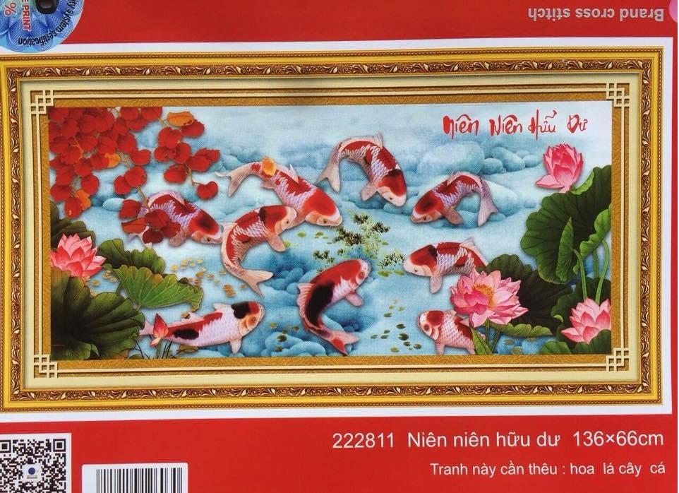 Tranh THÊU CHỮ THẬP CÁ- DLH- 222811- 136X66cm- Ngocthinhshop