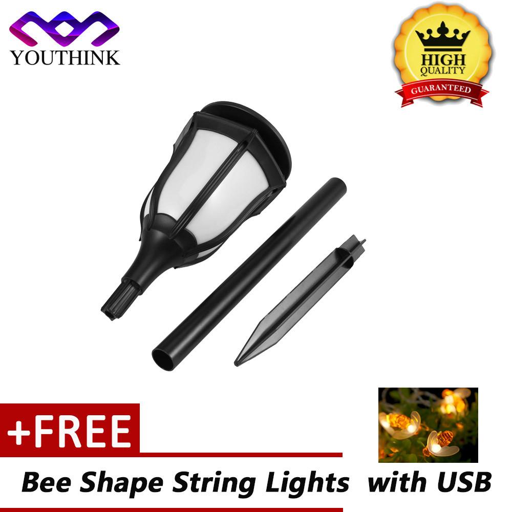 epayst [Buy 1 Get 1 Free Bee Shape String Lights] Solar Path Garden Torch Light 96 LED Waterproof Landscape Yard Decorative Lamp