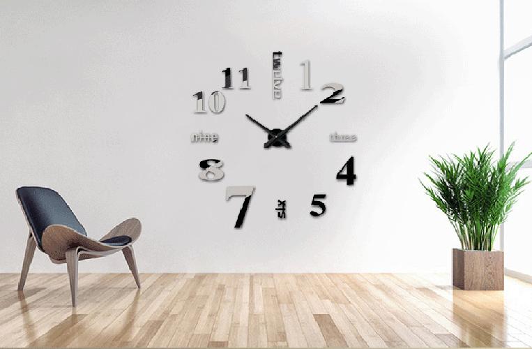 Đồng hồ dán tường 3D cỡ lớn 120x120cm phong cách Hiện đại