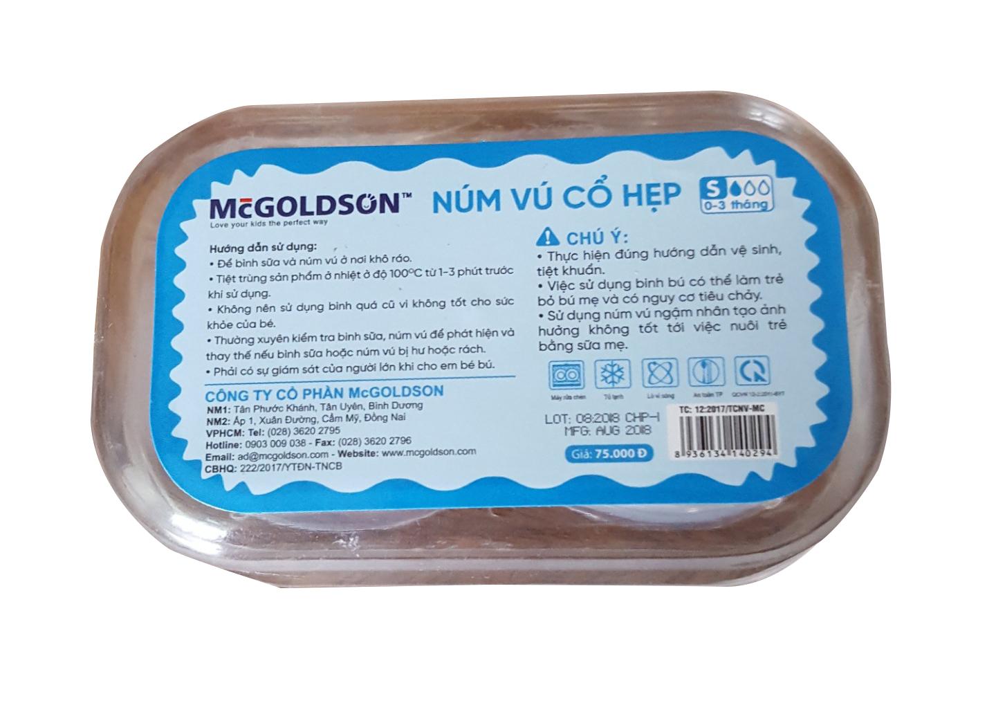 [HCM]Núm vú cổ hẹp siêu mềm McGOLDSON Premium (2 cái/hộp)