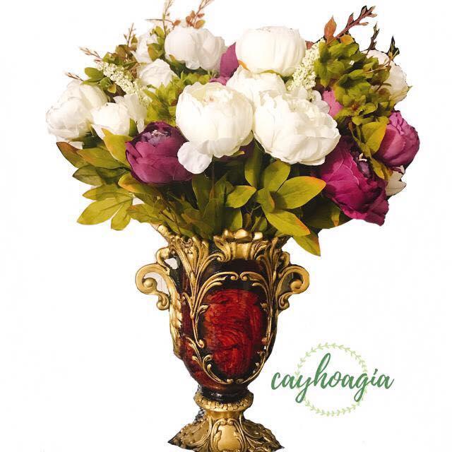 Combo 2 cành hoa mẫu đơn Peony phong cách châu Âu sang trọng,cổ điển - hoa giả- hoa lụa cao cấp