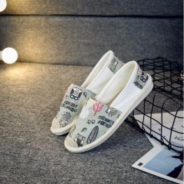[Hoàn tiền 15%]Giày lười slip on nữ bọc cói vintage