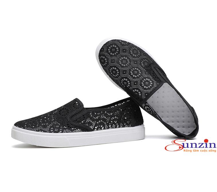 Giày lười nữ ren siêu thoáng chân (đen), size từ 35-40