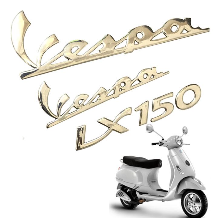 Bộ 3 tem logo nổi vespa lx150 dán xe