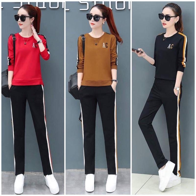 Đồ bộ thể thao thu đông cao cấp thêu chữ