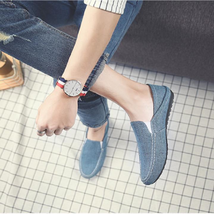 Giầy Lười Vải Nam Hàn Quốc Màu Xanh