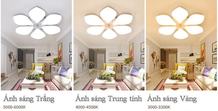 Đèn ốp trần hoa 6 cánh Homelight - OP3M01-106 (Ánh sáng 3 màu)