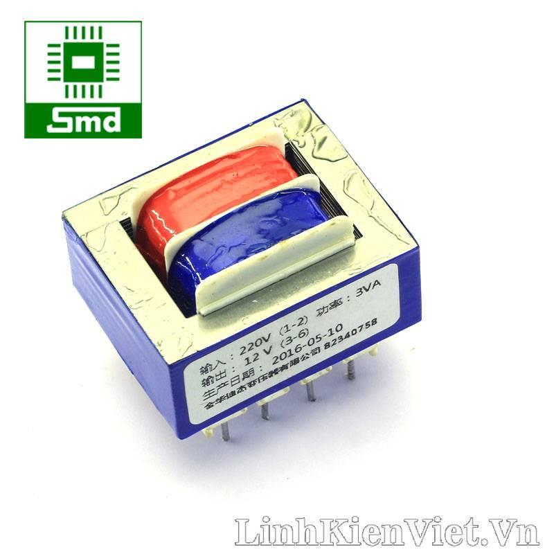 Biến áp 220V-12V (3W - 250mA) có chân hàn PCB