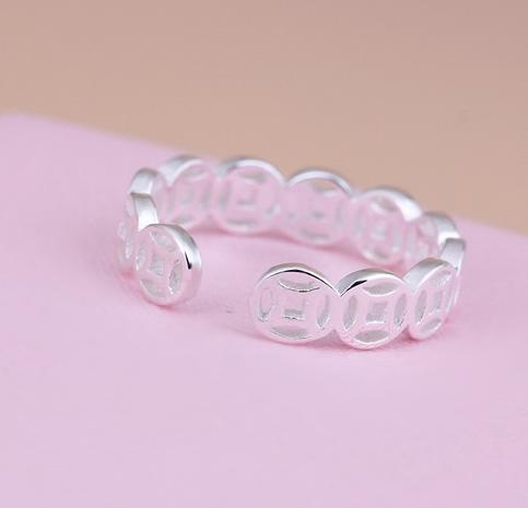 Nhẫn Kim Tiền Free size Bạc PA01