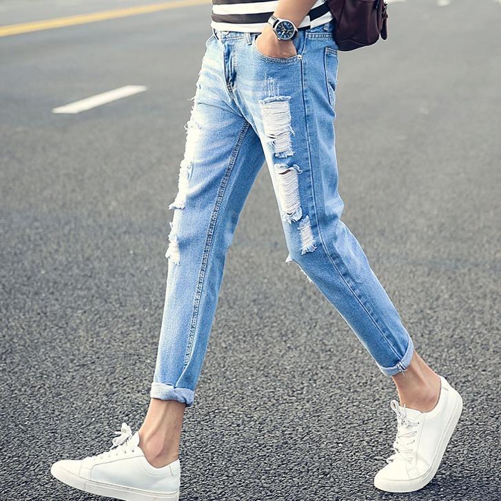 Quần jean nam rách cao cấp vải dày