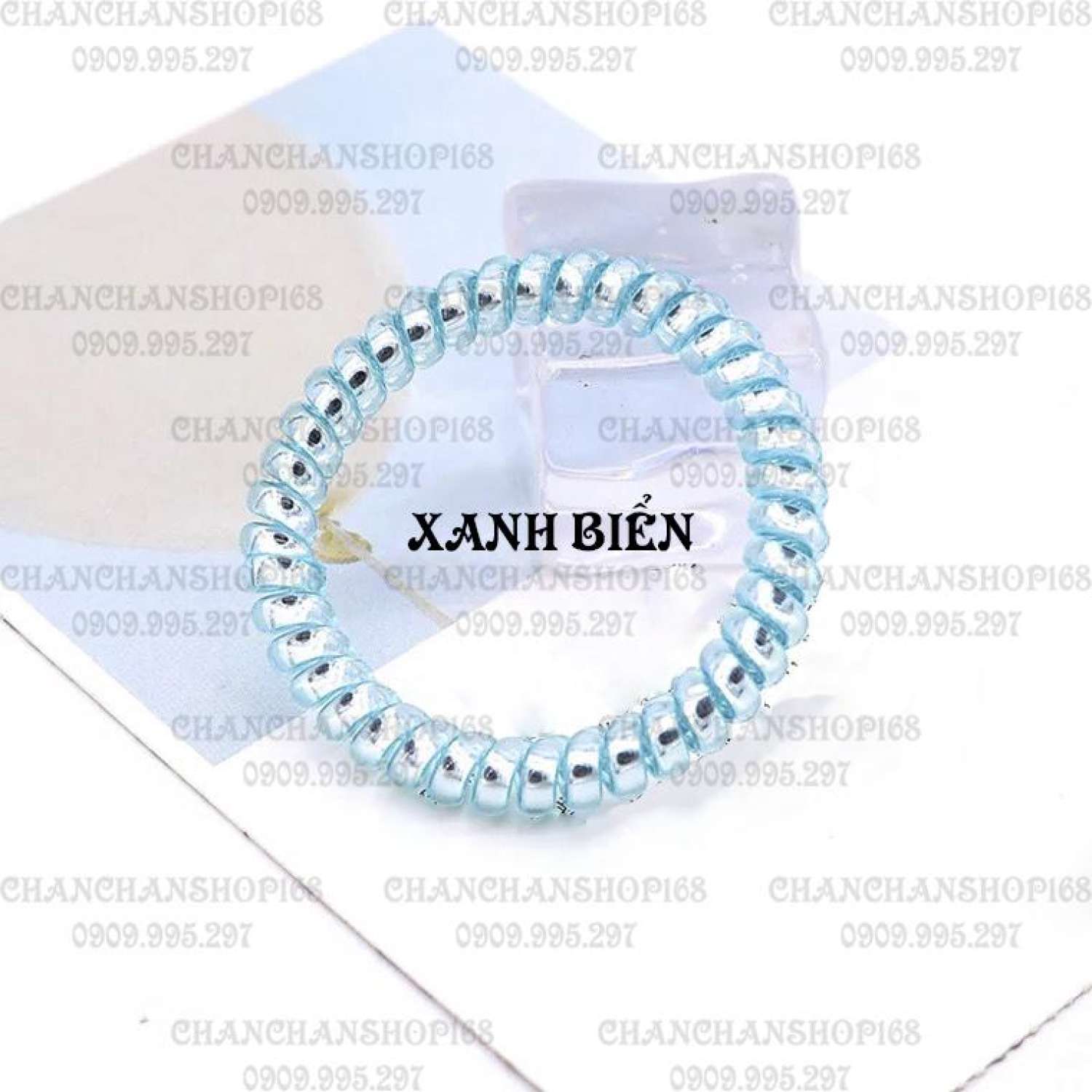 Combo 5 cột tóc lò xo nhũ bạc size lớn đủ màu