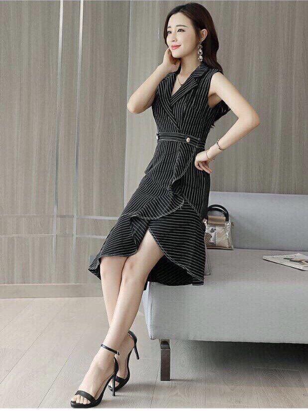 [HCM]Đầm sát nách cổ vest đuôi cá