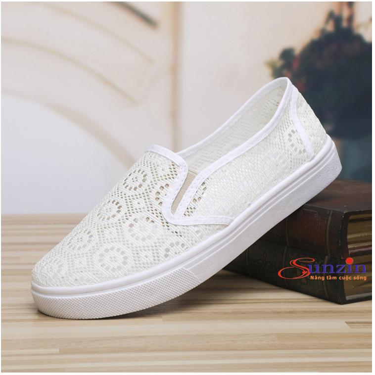 Giày ren nữ thoáng chân (trắng) size từ 35-40