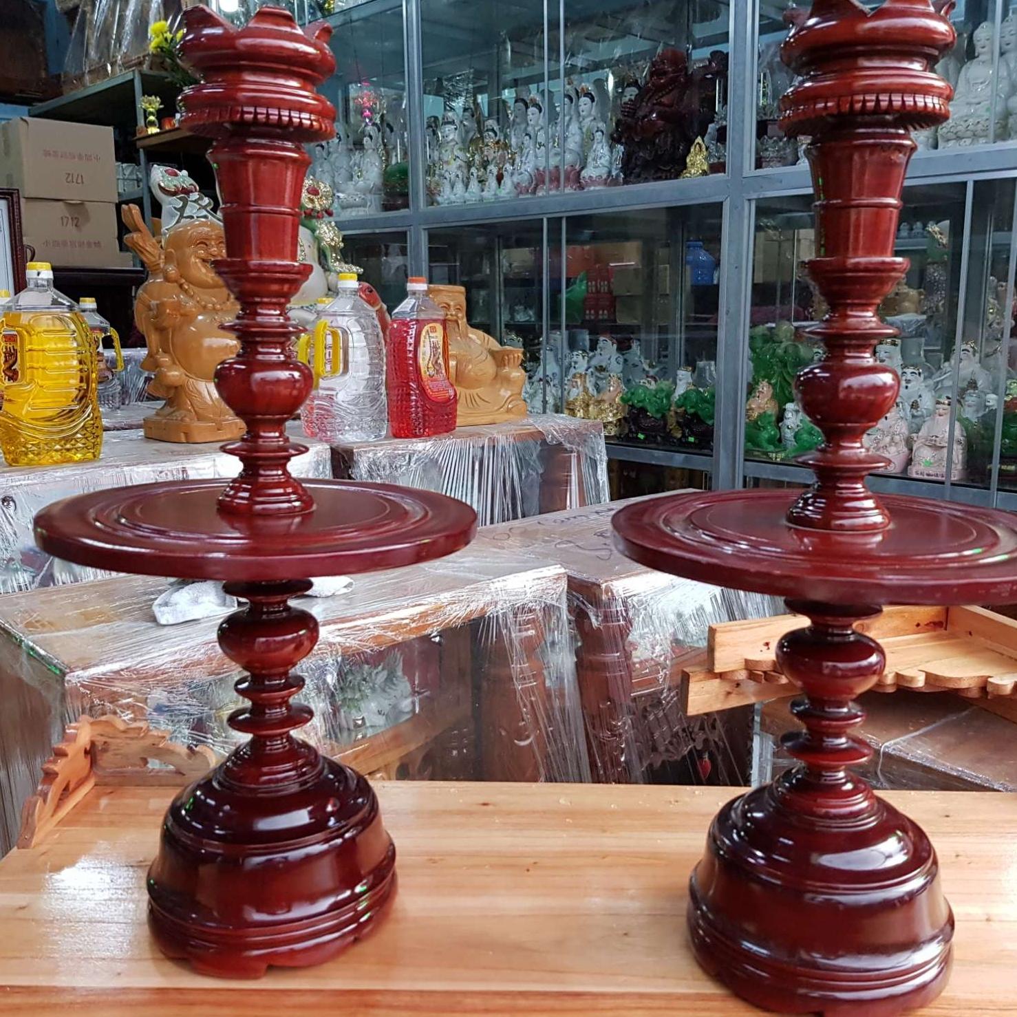 Cặp chân đèn gỗ xà cừ cao 53 cm