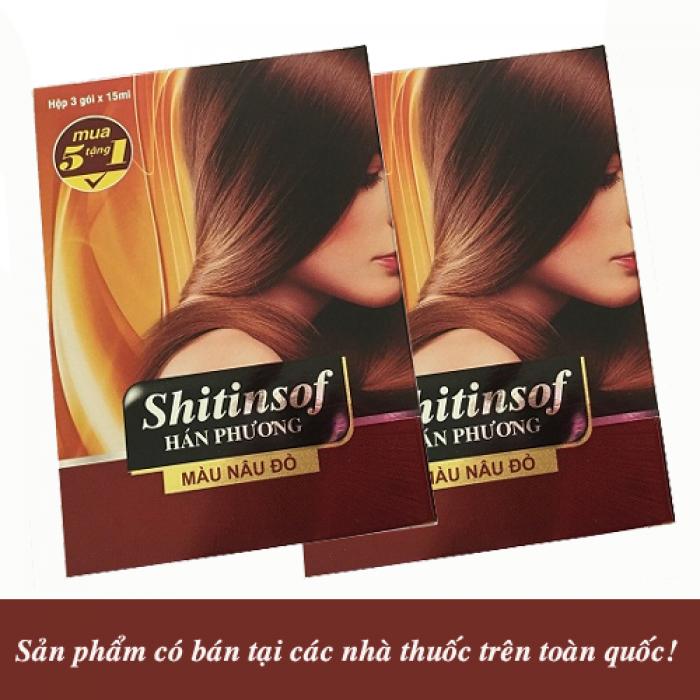 Dầu gội nhuộm tóc màu nâu đỏ Shitinsof 15ml (3 gói/hộp)