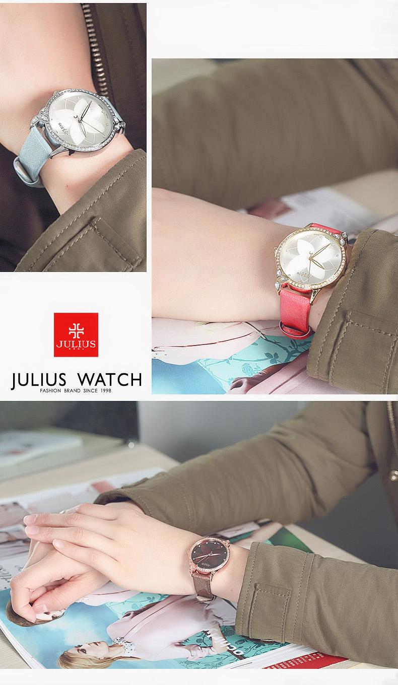 ĐỒNG HỒ NỮ JA-868C JULIUS HÀN QUỐC DÂY DA (ĐỎ)