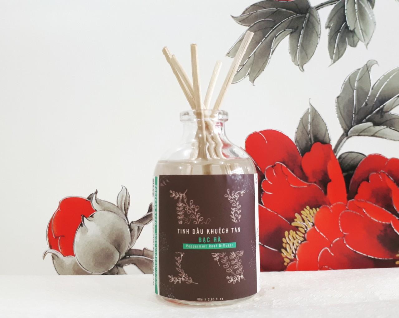 Tinh Dầu Khuếch Tán Bạc Hà NEOP 60ml (Singapore) - Tặng Kèm 20 Que Mây Khuếch Tán - Peppermint Reed Diffuser
