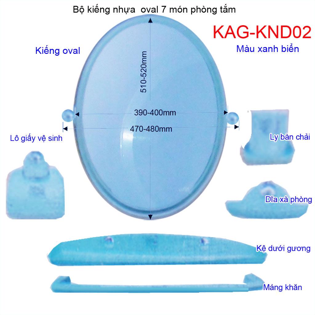 Kiếng nhựa oval 6 món, gương soi 6 món KAG-KND02