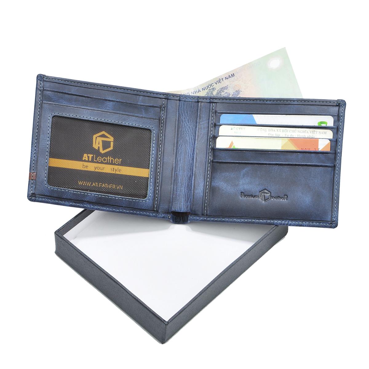 Ví nam da bò 063, chất da Pull-up sang mịn, form ví 11.5 x 10.5cm đựng vừa các loại giấy tờ,kèm hộp đựng Anh Thơ Leather