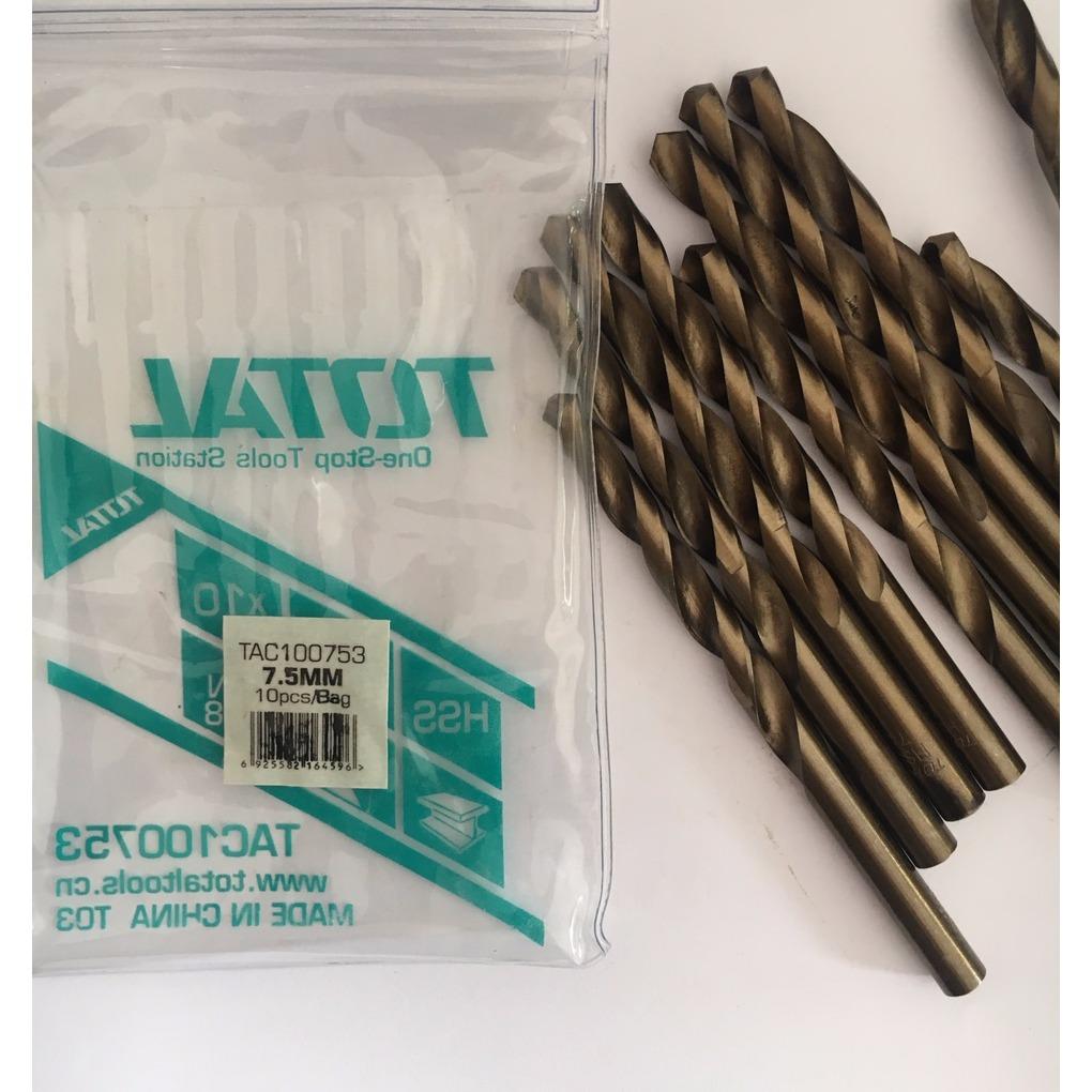 7.5MM BỘ 10 MŨI KHOAN SẮT TOTAL TAC100753