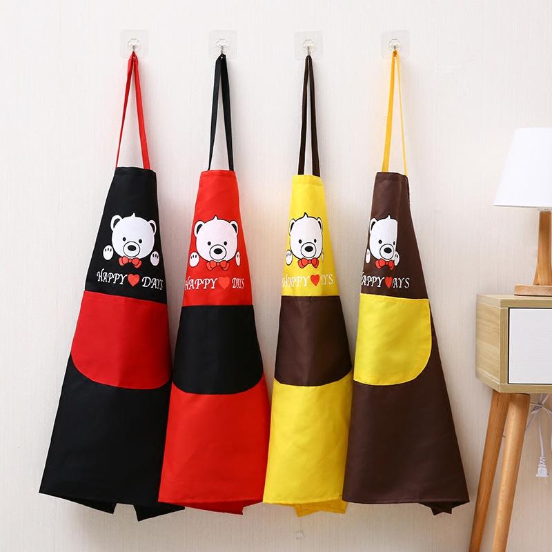 Korean Style Fashion Apron Female Cute Kitchen Apron Cooking Work Clothes Overclothes Cotton Linen Apron Waterproof Oil Resistant Apron