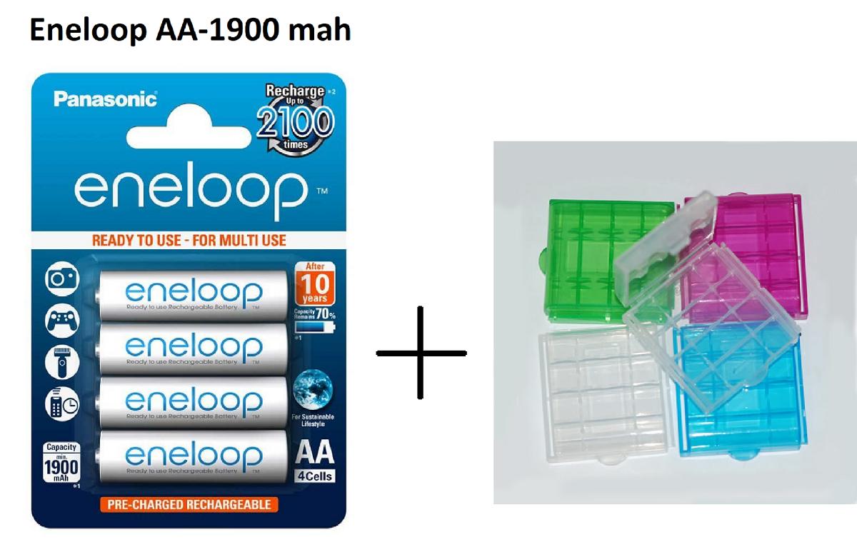 Pin sạc AA - Panasonic - Eneloop 1900mah + Hộp đựng pin