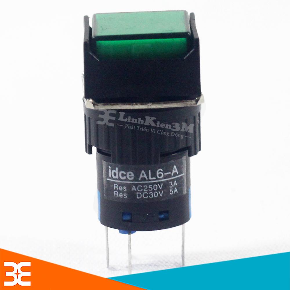 Nút Nhấn Đề Vuông 24VDC AL6 - A Nhấn Giữ Có Đèn Đỏ