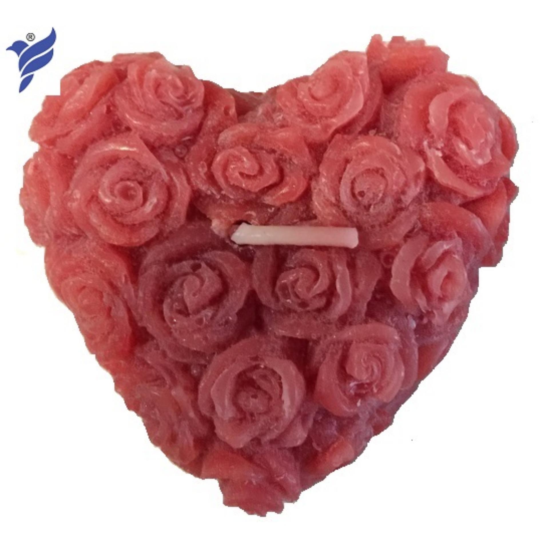 Nến thơm décor hoa hồng hình trái tim (Đỏ)