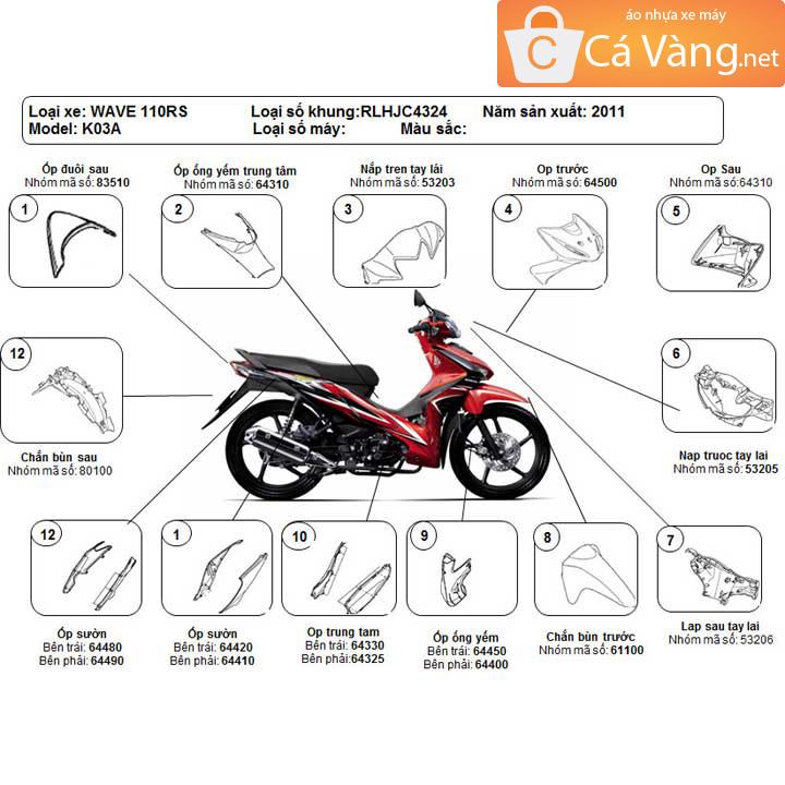 [HCM]dàn áo xe wave rsx - nhựaTRẮNG cao cấpmàu ĐEN
