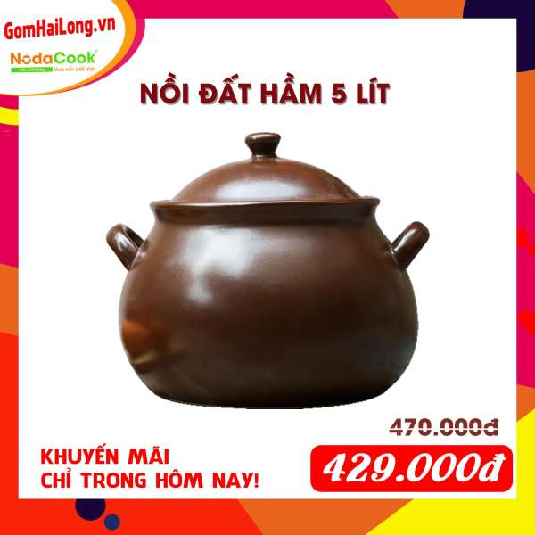 Nồi đất hầm gà thuốc bắc chịu nhiệt - Noda Cook Bát Tràng - 5 lít (Đen)