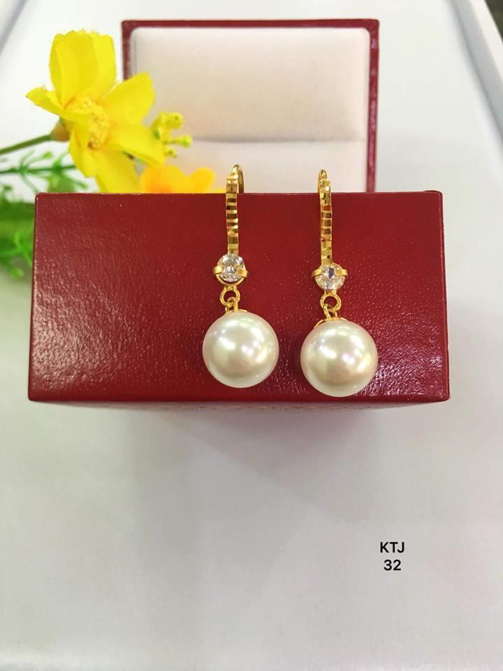 Bông tai ngọc trai vàng tây