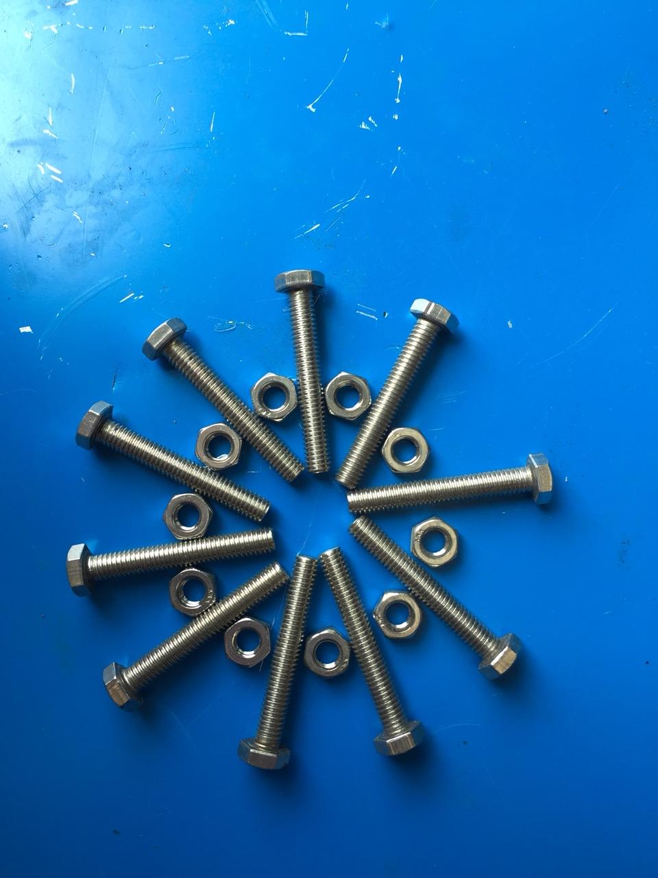 Bu lông inox, bộ 10 bu lông inox 6x60mm
