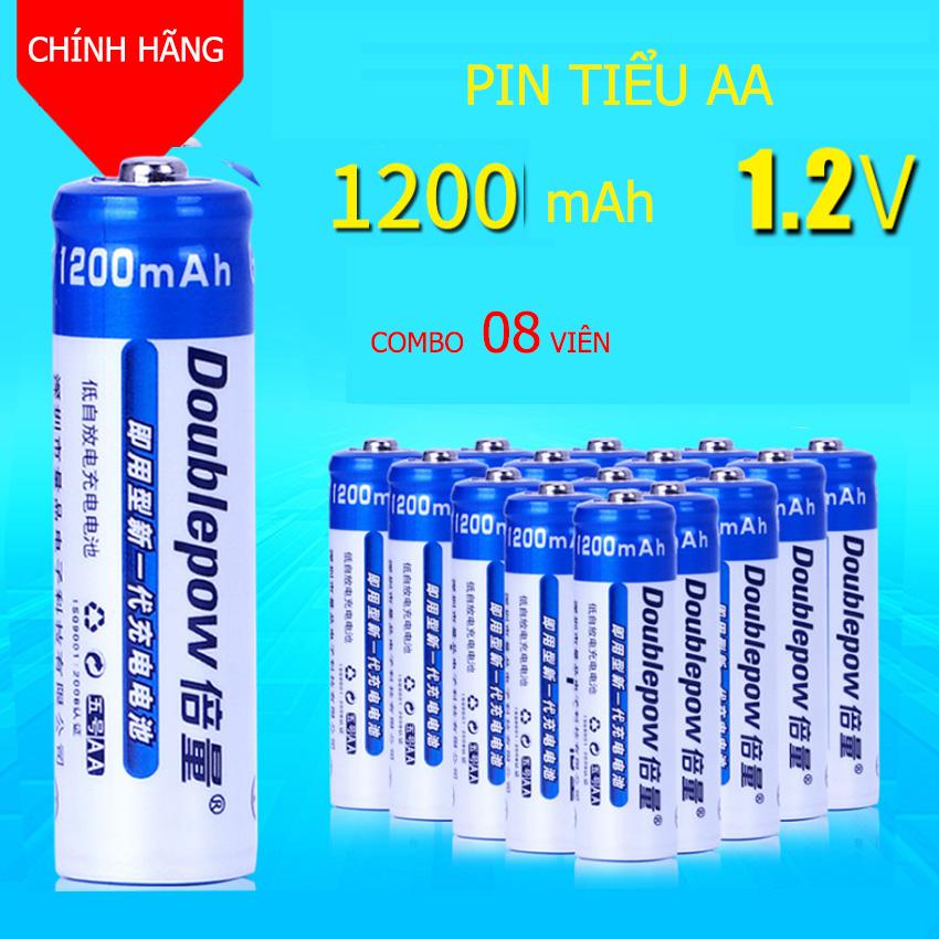 Combo 08 viên pin tiểu sạc AA 1200mAh Doublepow - dung lượng thật