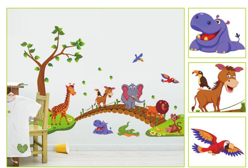 Decal dán tường Thú rừng qua cầu ABC1041-69