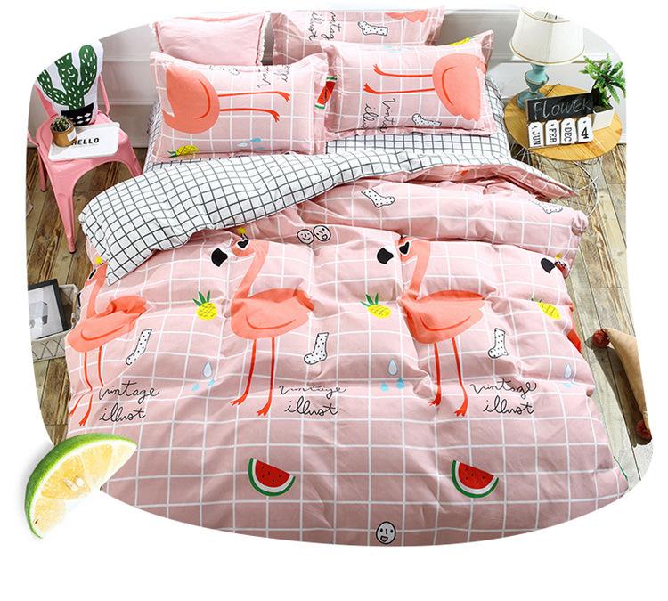 Set chăn ga Cotton Poly Hồng hạc nghỉ mát