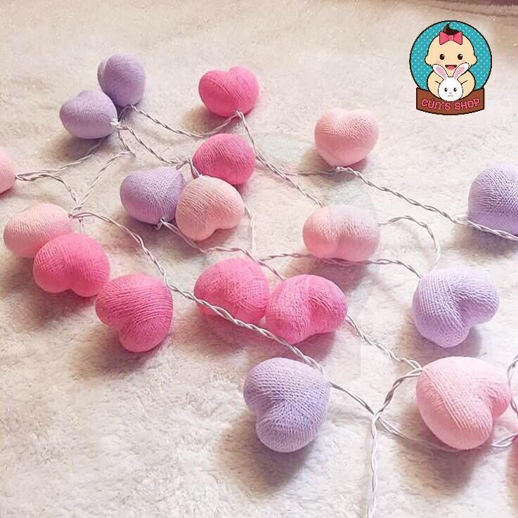 Đèn Dây Trang Trí Catton Trái Tim Siêu Lãng Mạn