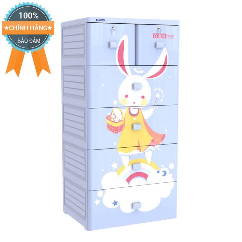 [HCM]Tủ nhựa Duy Tân MINA 5 tầng (Xanh Thỏ Mây)