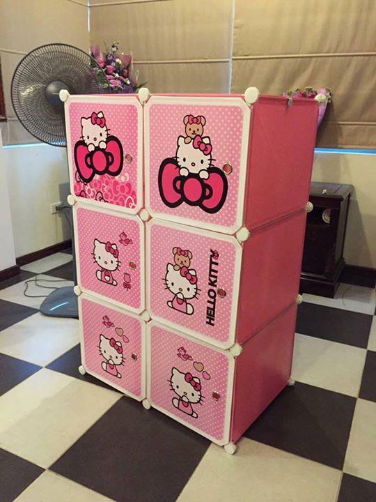 Tủ nhựa ghép 6 ô hồng kitty