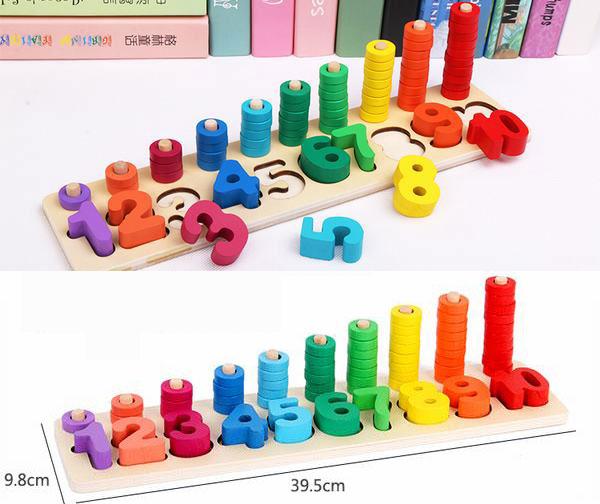 Bộ xếp hình gỗ cho bé tập đếm